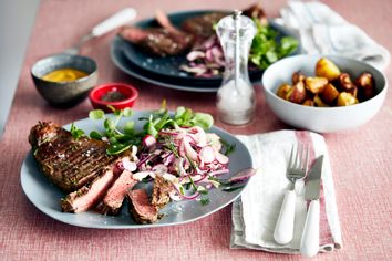 A steak meal for two.