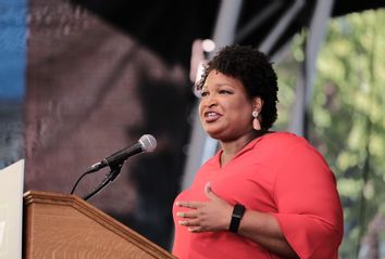 Voting rights activist Stacey Abrams speaks during a get-out-the-vote rally for Democratic gubernatorial candidate, former Virginia Gov. Terry McAuliffe at Ting Pavilion on October 24, 2021 in Charlottesville, Virginia. 