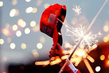 MAGA hat; New Years sparklers