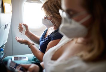 Wearing mask on plane