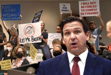 Ron DeSantis; School Board Meeting Parents Protest