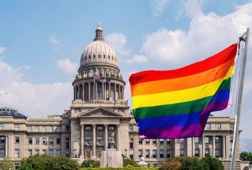 Idaho State Capitol building; Pride flag