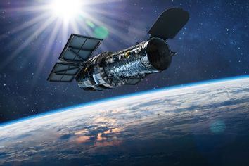 Hubble telescope orbitting Earth