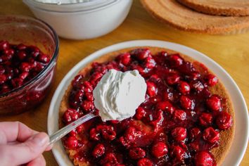 Making a cherry cake