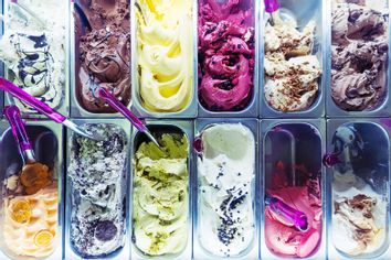 Various Ice Creams At Market Stall