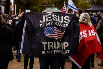 Worshippers attend a concert by evangelical musician Sean Feucht on the National Mall on October 25, 2020 in Washington, DC.