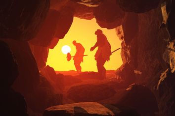 Primitive man in a cave
