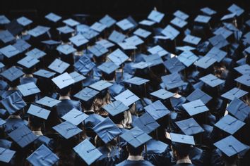 High Angle View Of Graduates