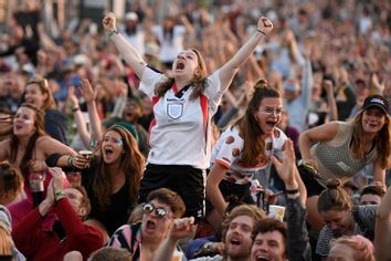 England fans react as they watch England's victory over Norway in the 2019 FIFA Women's World Cup