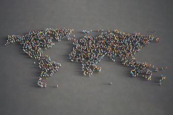 World map composed of people