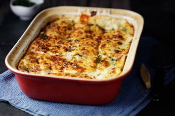 Home made freshness beef lasagna with fine chopped parsley