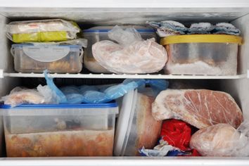 Frozen food inside a freezer