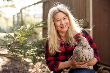 Lisa Steele with chicken