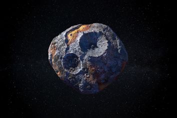 Psyche asteroid in space