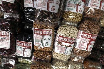 Variety of beans getting ready for shipment in the factory of bean supplier Rancho Gordo seen on Wednesday, March 4, 2020, in Napa, Calif.