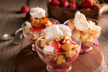 Strawberry Parfait with Pound Cake and Whipped Cream