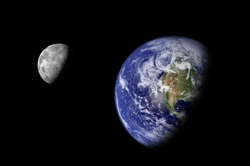 Planet Earth and moon from space