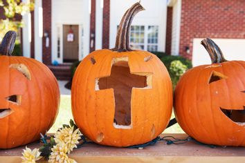 Jack O' Lantern, carved with a cross