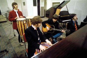 The Beatles during a recording session