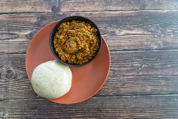 Pounded Yam Served with Egusi Soup
