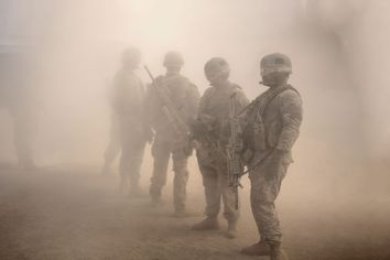 American soldiers simulating desert conditions