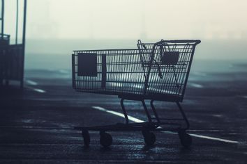 Shopping cart left behind in a parking lot
