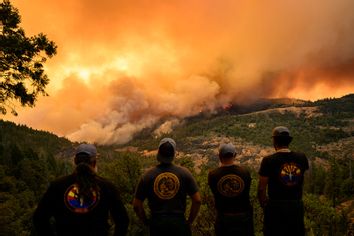 Firefighters California Park Fire wildfire