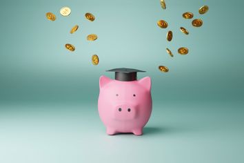 Student loan and piggy bank, concept