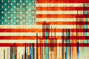 American flag with data