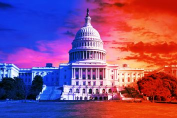 US Capitol Building Blue Red