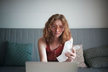 Young Woman Student Loans Debt Stress Bills Finances