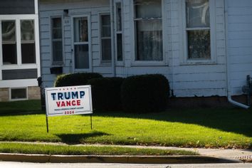 Donald Trump yard sign in front of house