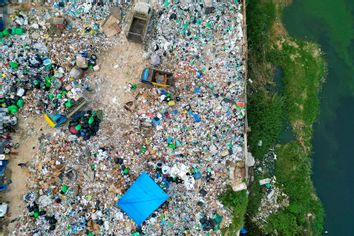 plastic pollution waste at a landfill