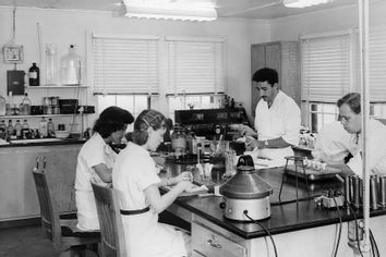 Center for Disese Control CDC lab technicians conducting virus research