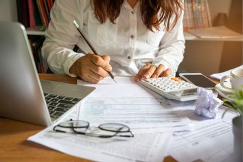Accountant calculating taxes