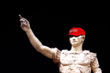 Augustus Caesar in a MAGA red hat