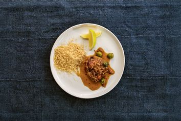 Chicken yassa and couscous