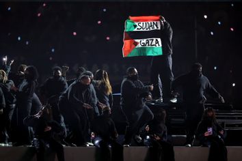 Super Bowl LIX protester Gaza Sudan