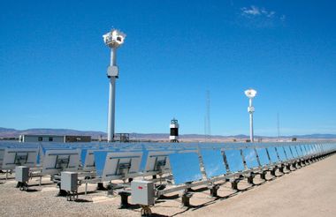 eSolar's first commercial solar power plant in the desert city of Lancaster, California is seen on its opening day