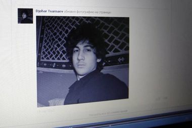 Photograph of Dzhokhar Tsarnaev, suspect in Boston Marathon bombing, is seen on his page of Russian social networking site Vkontakte, as pictured on monitor in St. Petersburg