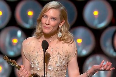 Image for Cate Blanchett thanks Woody Allen from the Oscar podium