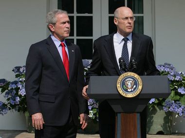 GWB. The announcement of the new Secretary of Treasury in the Rose Garden.
