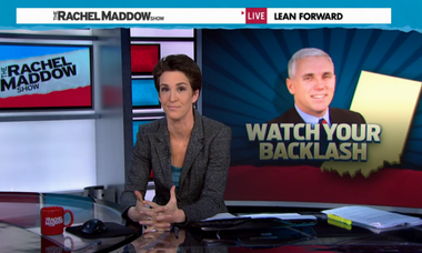 Image for Rachel Maddow rips Mike Pence to shreds for his evasive defense of Indiana's discrimination law