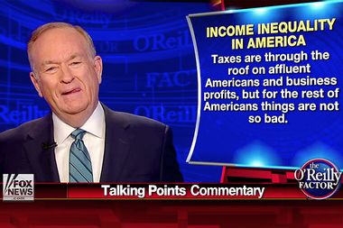 Image for Bill O'Reilly's inequality disaster: Fox News' loudest pundit makes a complete fool of himself on taxes