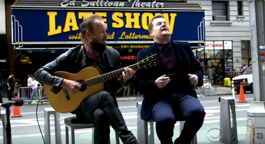 Image for Here's the James Corden and Sting tribute to Letterman we all could have done without 