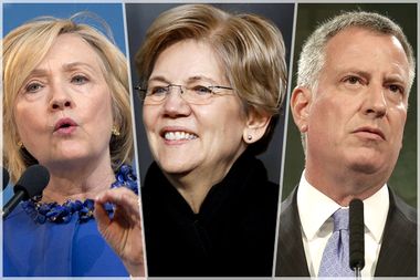 Hillary Clinton, Elizabeth Warren, Bill de Blasio
