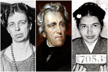 Eleanor Roosevelt, Andrew Jackson, Rosa Parks