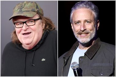 Michael Moore, Jon Stewart