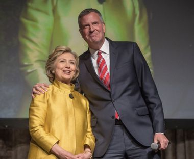 Image for Watch: Hillary Clinton and Bill de Blasio make a cringeworthy 