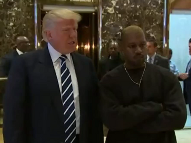 Image for WATCH: The 2024 presidential candidate stops by Trump Tower — Kanye West